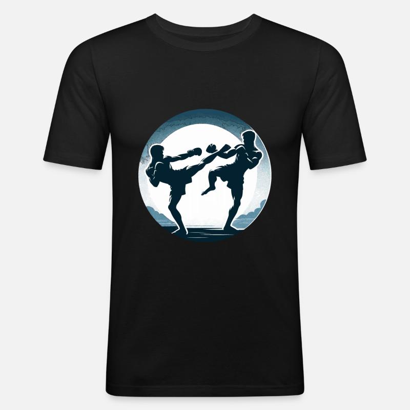 Muay Thai Kampf - Männer Slim Fit T-Shirt - Schwarz