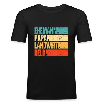 Männertag Ehemann Papa Landwirt Retro Vatertag - Männer Slim Fit T-Shirt - Schwarz - Vorne - Nik (191cm)