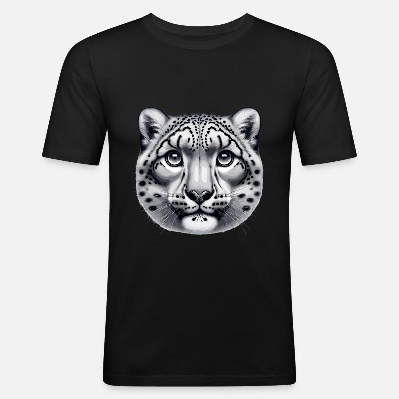 Schneeleopard Leopard Weißer Leopard - Männer Slim Fit T-Shirt - Schwarz