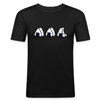 Three Onigiri Nigiri Sushi Gift Idea Kawaii asia - Men's Slim Fit T-Shirt - black - Front - Nik (191cm)