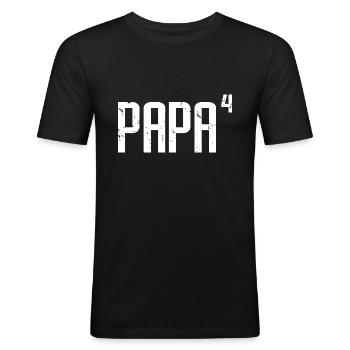 Papa von vier Spaß Geschenk für alle Vater mit 4 Kindern - Männer Slim Fit T-Shirt - Schwarz - Vorne - Nik (191cm)