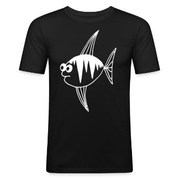Cartoon Fish - Funny Fish Design - Men's Slim Fit T-Shirt - black - Front - Nik (191cm)