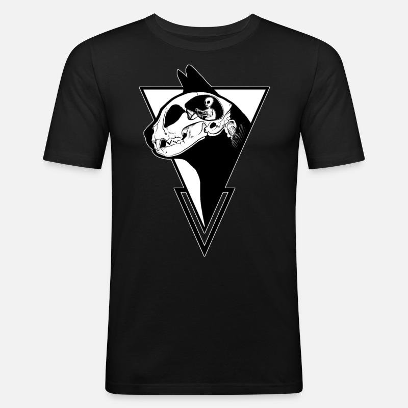 Alien Cat - Schwarze Version - Männer Slim Fit T-Shirt - Schwarz