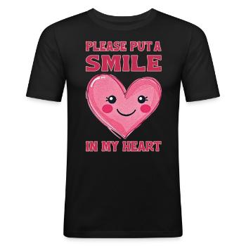 Please put a smile in my heart - Men's Slim Fit T-Shirt - black - Front - Nik (191cm)