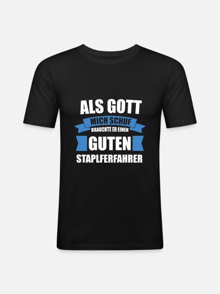Stapler Staplerfahrer Geschenk - Männer Slim Fit T-Shirt - Schwarz