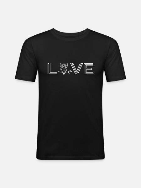 Eule "love-Eule" Eulendesign - Männer Slim Fit T-Shirt - Schwarz
