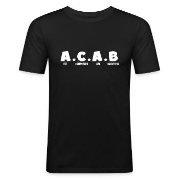 nerd coder iq server download data - Männer Slim Fit T-Shirt - Schwarz - Vorne - Nik (191cm)