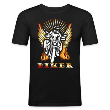 Motif Biker Motorcycle Gift - Men's Slim Fit T-Shirt - black - Front - Nik (191cm)