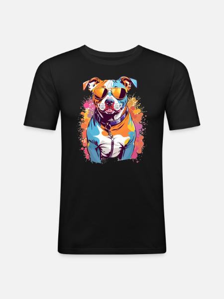 Hund bunt schön - Männer Slim Fit T-Shirt - Schwarz