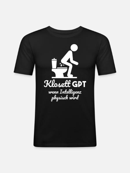 Klo GPT Spruch Geschenk - Männer Slim Fit T-Shirt - Schwarz