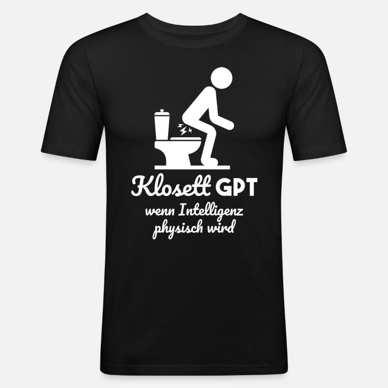 Klo GPT Spruch Geschenk - Männer Slim Fit T-Shirt - Schwarz
