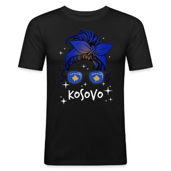 Kosovo - Men's Slim Fit T-Shirt - black - Front - Nik (191cm)