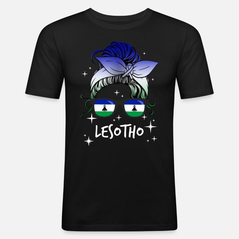 Lesotho - Männer Slim Fit T-Shirt - Schwarz
