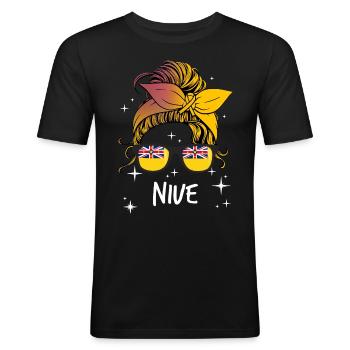 Niue - Men's Slim Fit T-Shirt - black - Front - Nik (191cm)
