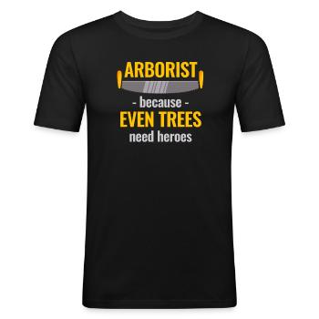 Arborists, because trees need heroes too - Men's Slim Fit T-Shirt - black - Front - Nik (191cm)