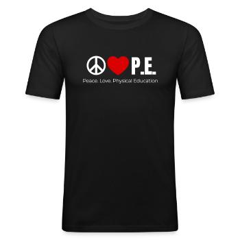 Peace, love, physical education, sports, sports, - Men's Slim Fit T-Shirt - black - Front - Nik (191cm)
