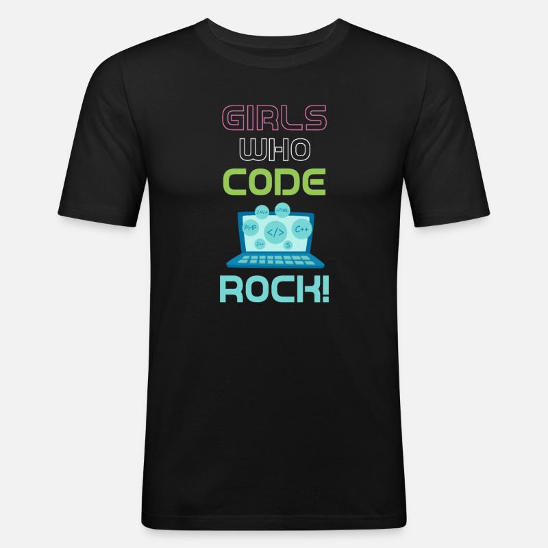 Girls who code, rock! Programmer - Men's Slim Fit T-Shirt - black