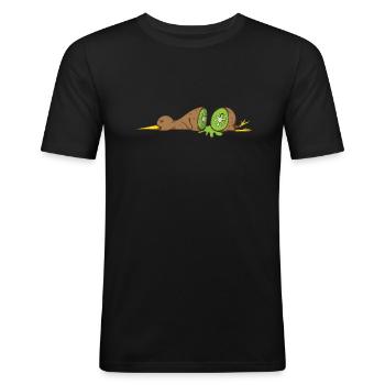 Kiwi bird cut open like a kiwi fruit - Men's Slim Fit T-Shirt - black - Front - Nik (191cm)