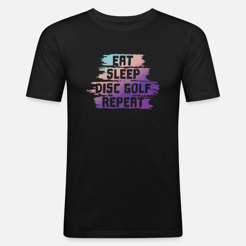 Eat Sleep Discgolf Repeat - Männer Slim Fit T-Shirt - Schwarz