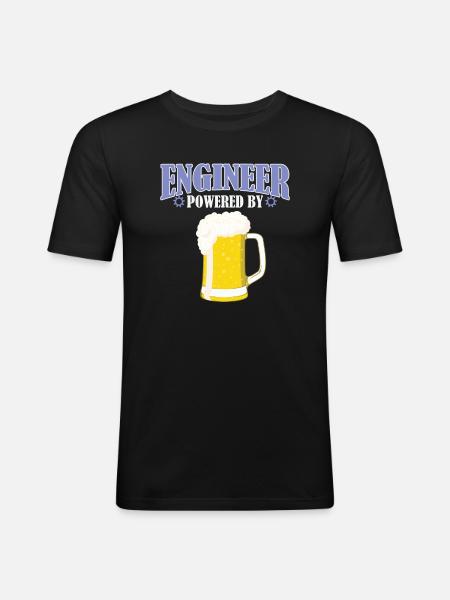 Engineer Powered By Beer - Men's Slim Fit T-Shirt - black