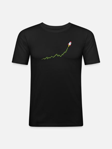 Internet vs. Wall Street Course Rocket To The Moon - Slim Fit T-skjorte for menn - svart