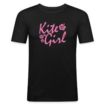 Kite Surfing Kite Girl - Männer Slim Fit T-Shirt - Schwarz - Vorne - Nik (191cm)