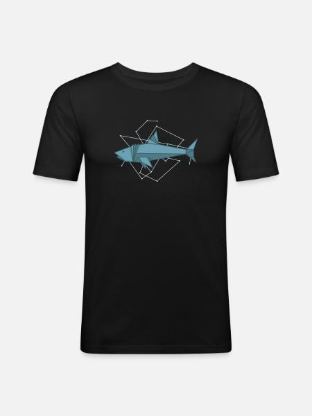 Origami Hai comme papier - T-shirt près du corps Homme - noir