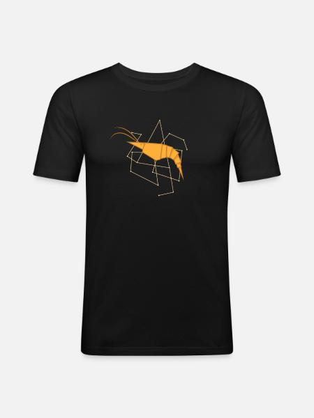 Origami crevette comme papier - T-shirt près du corps Homme - noir