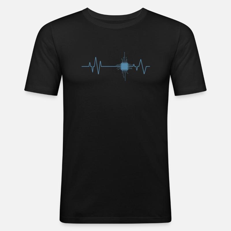 Herzschlag Chip Elektronik Beruf Technik - Männer Slim Fit T-Shirt - Schwarz