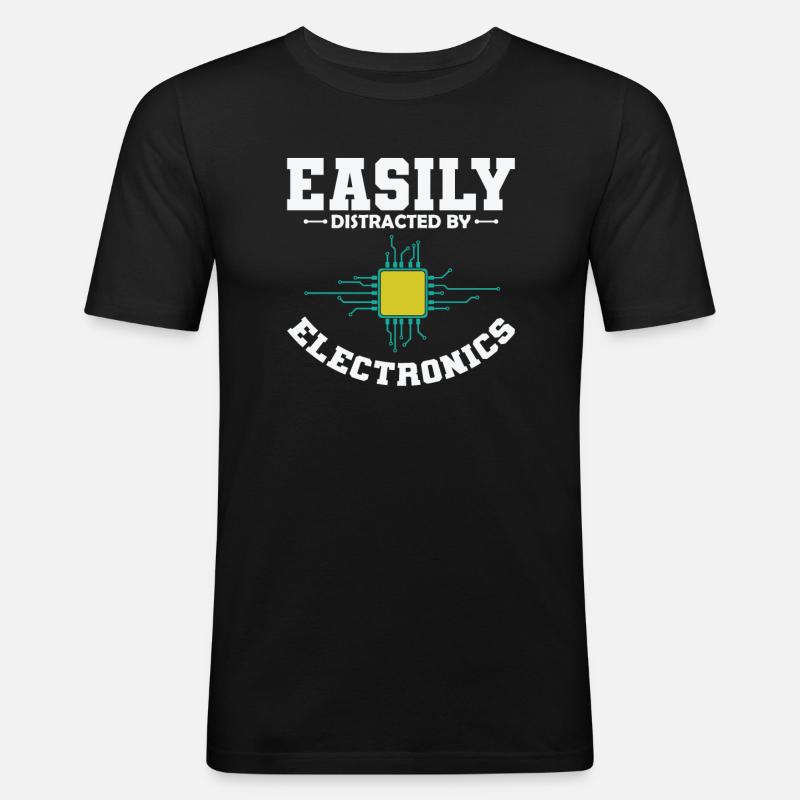 Easily Distracted By Electronics Profession - Men's Slim Fit T-Shirt - black