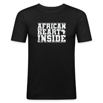 African Heart Inside Kontinent Afrika Karte - Männer Slim Fit T-Shirt - Schwarz - Vorne - Nik (191cm)