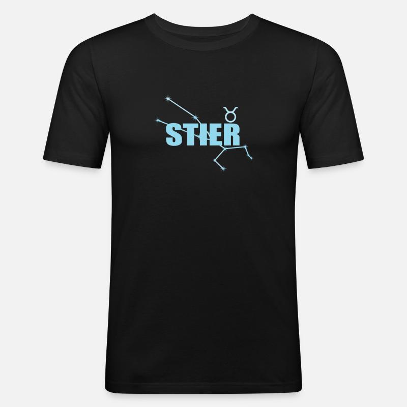 Stier Sternzeichen Taurus Sternbild - Männer Slim Fit T-Shirt - Schwarz