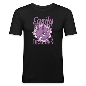Easily Distracted by Dragons Tier Dragon - Men's Slim Fit T-Shirt - black - Front - Nik (191cm)