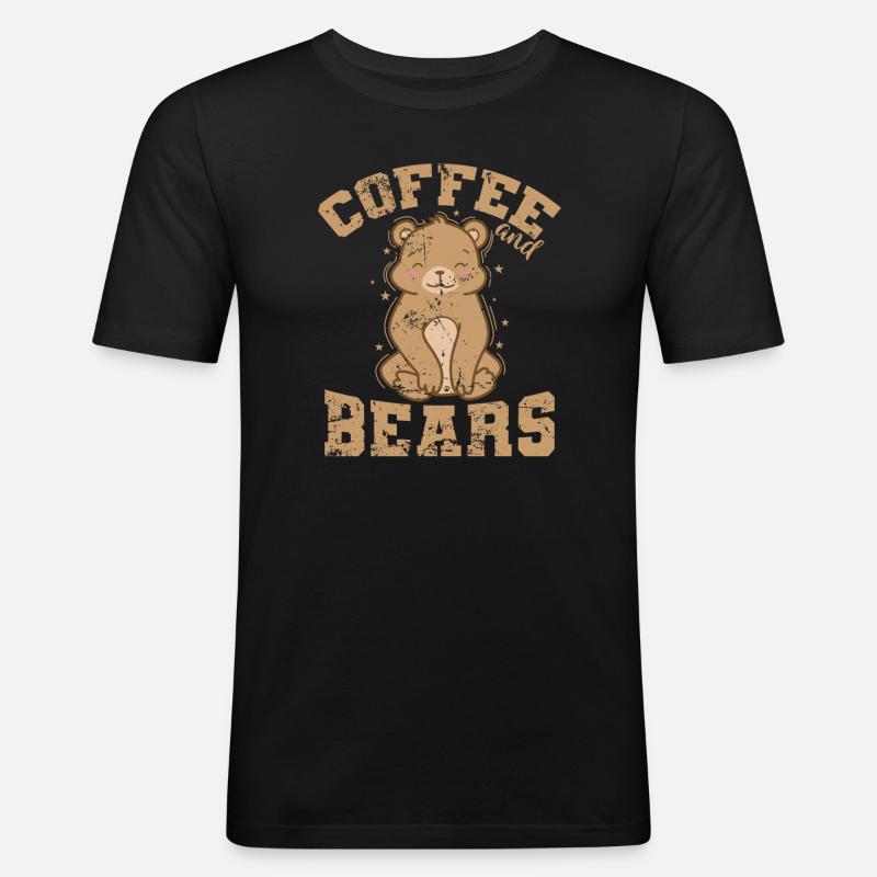 Coffee and Bears Wald Tier - Männer Slim Fit T-Shirt - Schwarz