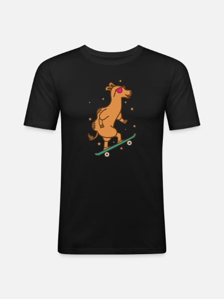 Camel on the skateboard dromedary - Men's Slim Fit T-Shirt - black