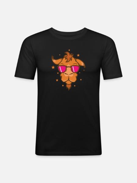 chameau frais avec lunettes de soleil dromadaire - T-shirt près du corps Homme - noir