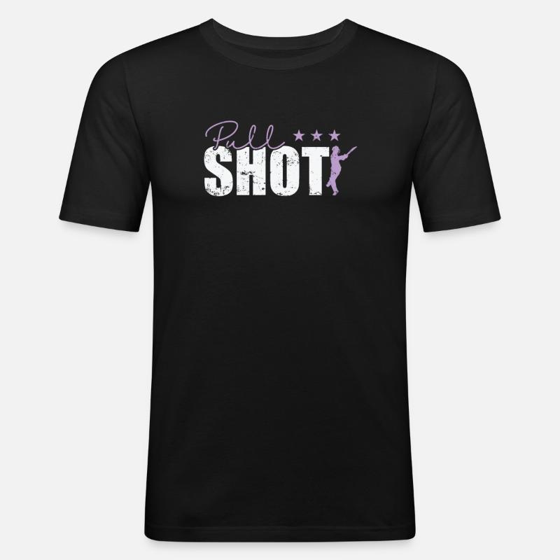 Pull Shot Cricket - Männer Slim Fit T-Shirt - Schwarz