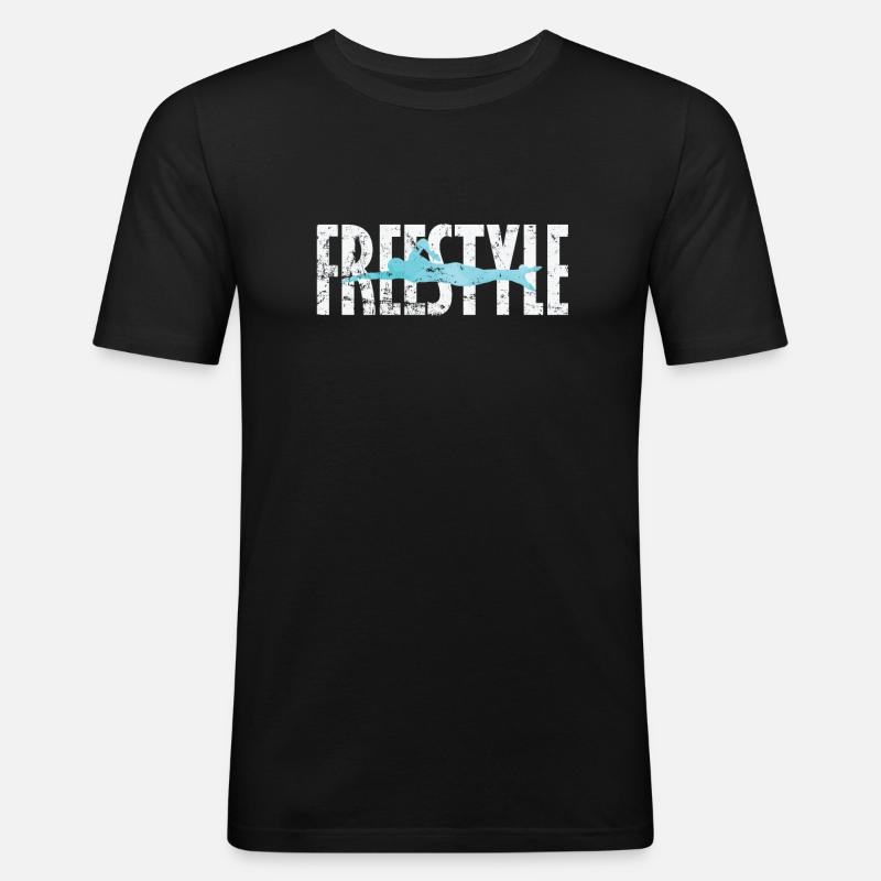 Freestyle Schwimmen - Männer Slim Fit T-Shirt - Schwarz
