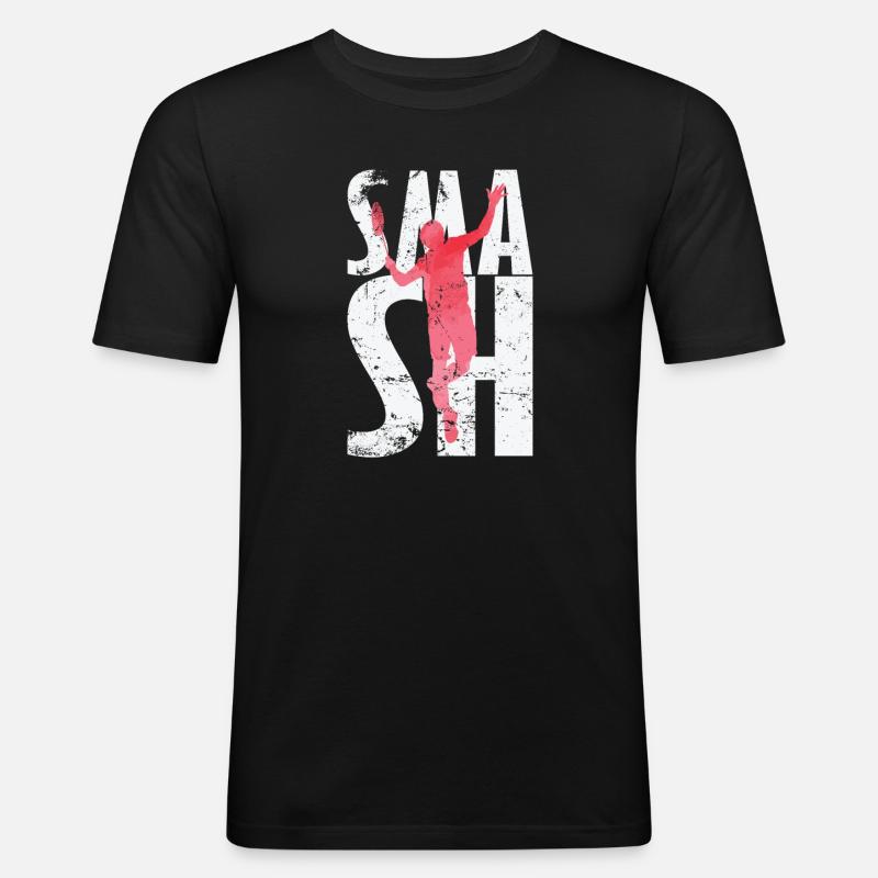Smash Badminton - Männer Slim Fit T-Shirt - Schwarz