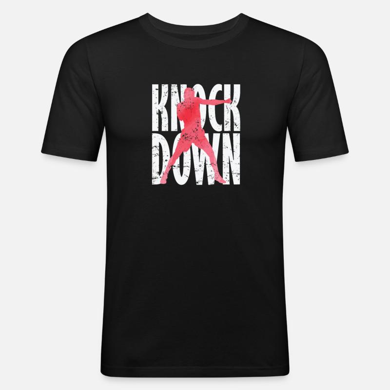 Knock Down Boxen - Männer Slim Fit T-Shirt - Schwarz