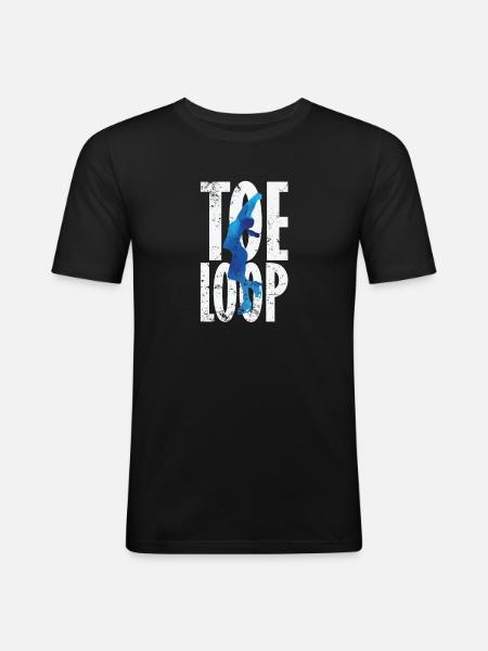 Toeloop Eiskunstlauf - Männer Slim Fit T-Shirt - Schwarz