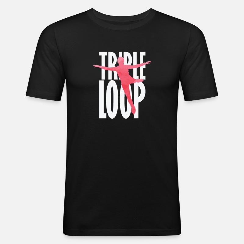 Triple Loop Eiskunstlauf - Männer Slim Fit T-Shirt - Schwarz