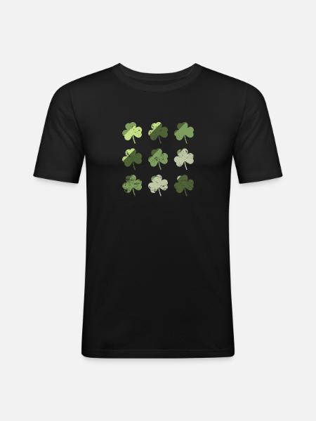 Shamrocks Saint-Patrick - T-shirt près du corps Homme - noir