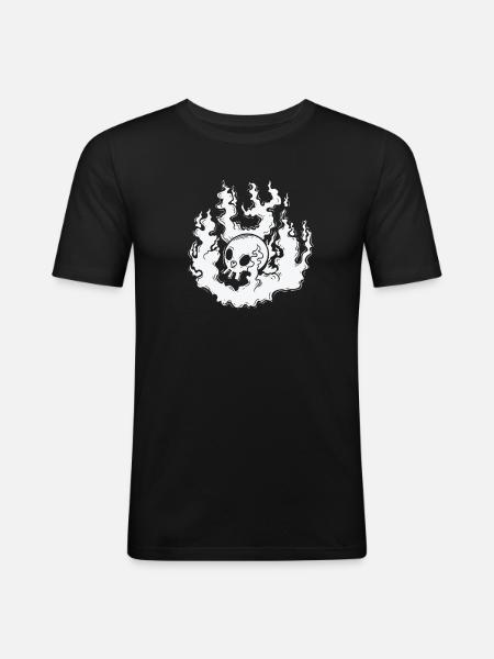 Burning Bone Skull Gothic Styl - Men's Slim Fit T-Shirt - black