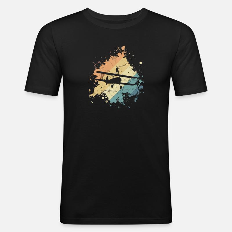 Wing Walker waghalsiges Hobby - Männer Slim Fit T-Shirt - Schwarz