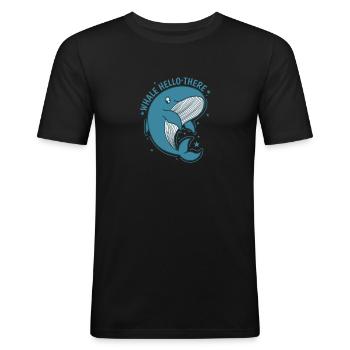 Whale Hello There - Men's Slim Fit T-Shirt - black - Front - Nik (191cm)