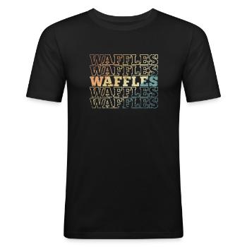 Gaufres Petit-déjeuner Pâtisserie Snack Baker - T-shirt près du corps Homme - noir - Devant - Nik (191cm)
