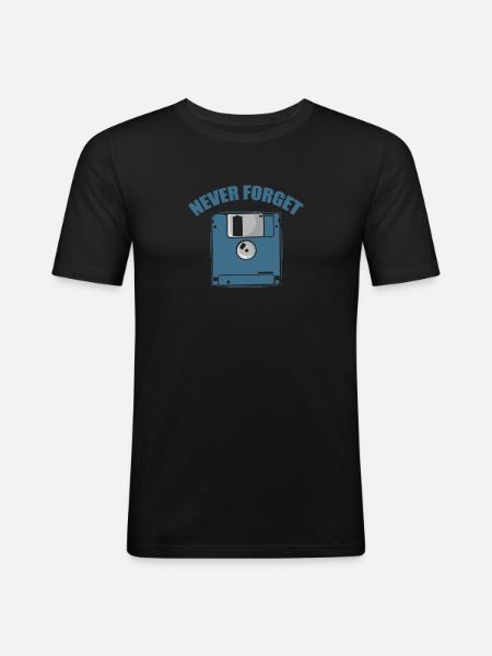 Never Forget Diskette Retrospeichermodul - Männer Slim Fit T-Shirt - Schwarz