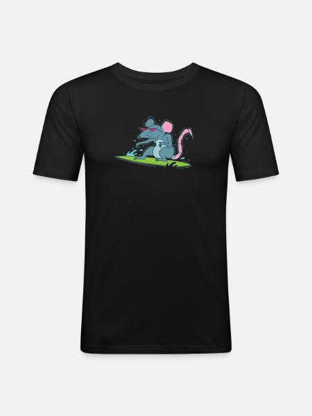 Rat Surfing Pet Rodent - Men's Slim Fit T-Shirt - black