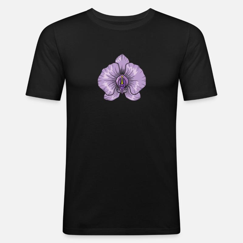 Orchidee Blüte Pflanze - Männer Slim Fit T-Shirt - Schwarz